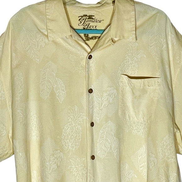 Jamaica Jax Silk Hawaiian Short Sleeve Yellow  Floral Button Up Men’s XXL - Picture 3 of 9